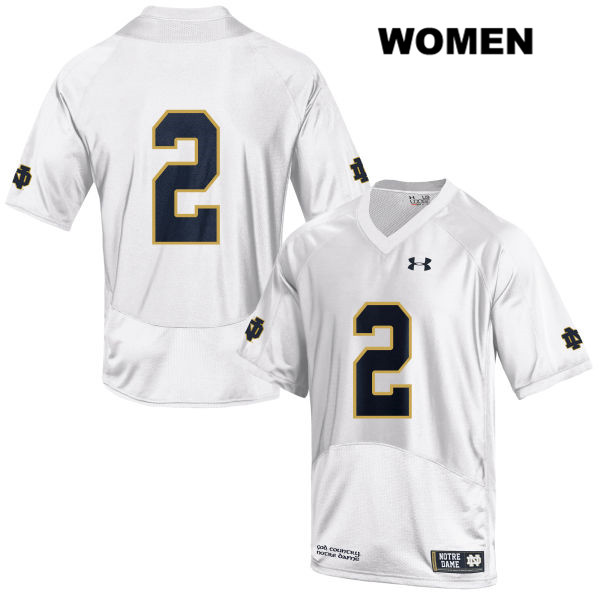 Women's NCAA Notre Dame Fighting Irish #2 Jordan Genmark Heath Stitched College Under Armour Authentic White No Name Football Jersey BP10K53HB